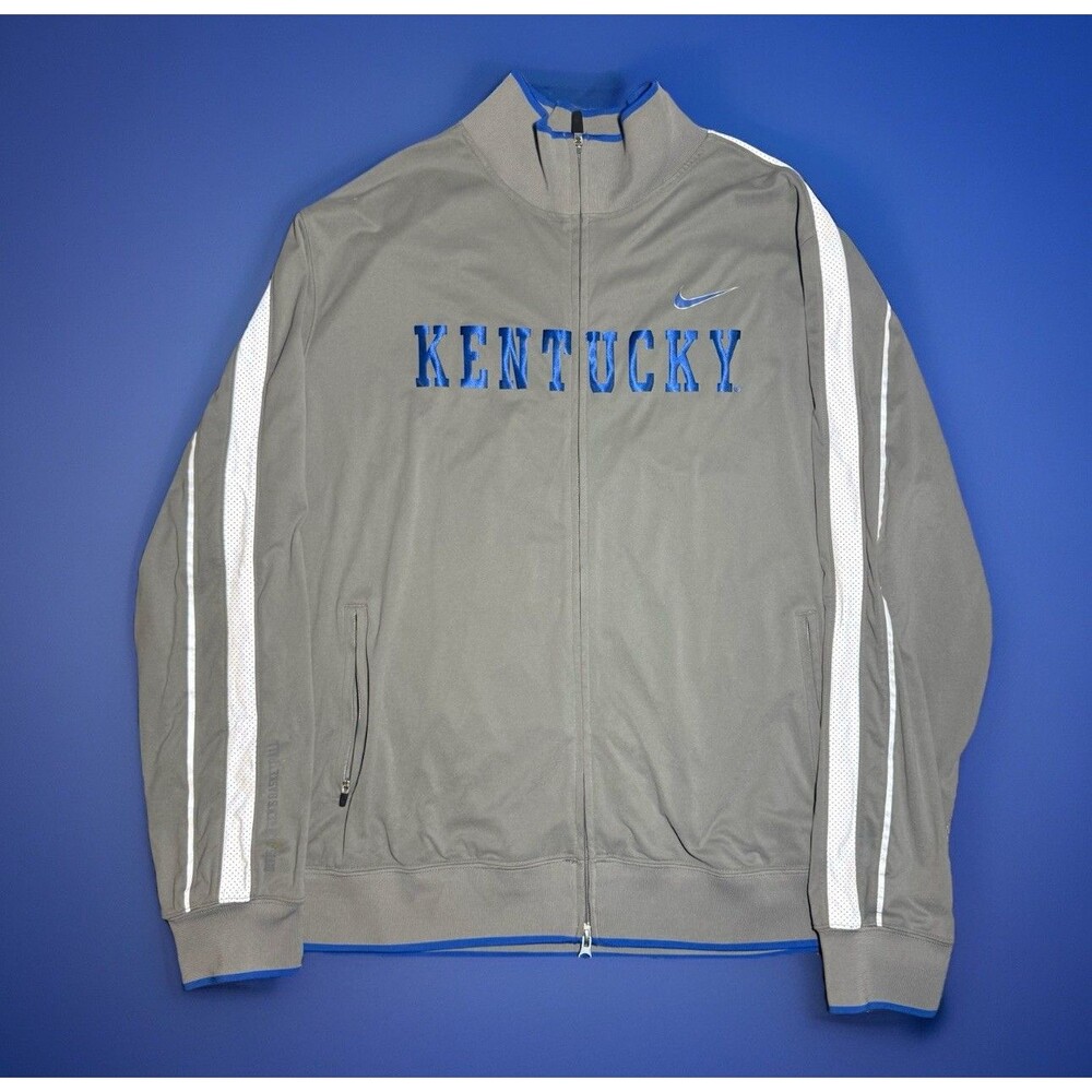 Nike Kentucky Wildcats Full Zip Basketball Warm Up Jacket Gray Championship XXL